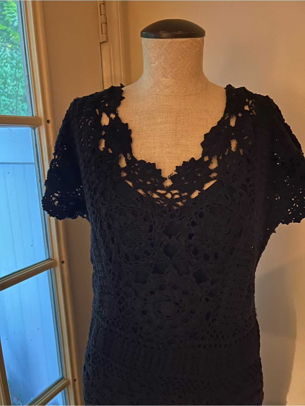 Free People Fairytale Forest Black Crochet Maxi Dress. Small - Picture 6 of 17